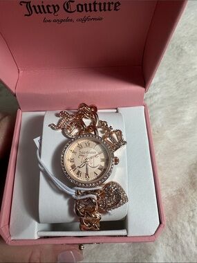 Juicy couture rose gold charm chain watch